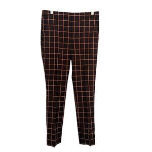 Theory Crop Cuff in Purple York Plaid Stretch Wool Tapered Pants 6 $345 Preppy